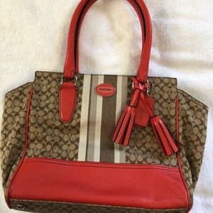 Coach purse. Poppy, cream and tan.